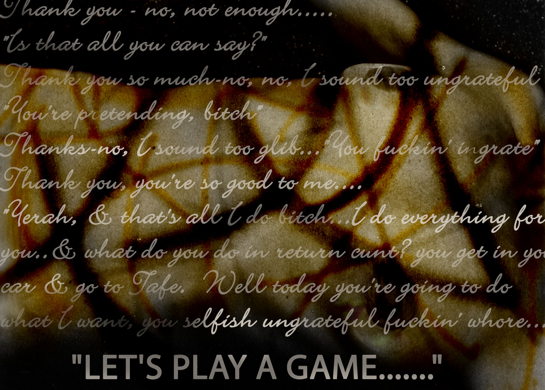 Lets Play A Game...digital image exploring domestic violence against women and its composite abusive judicial system