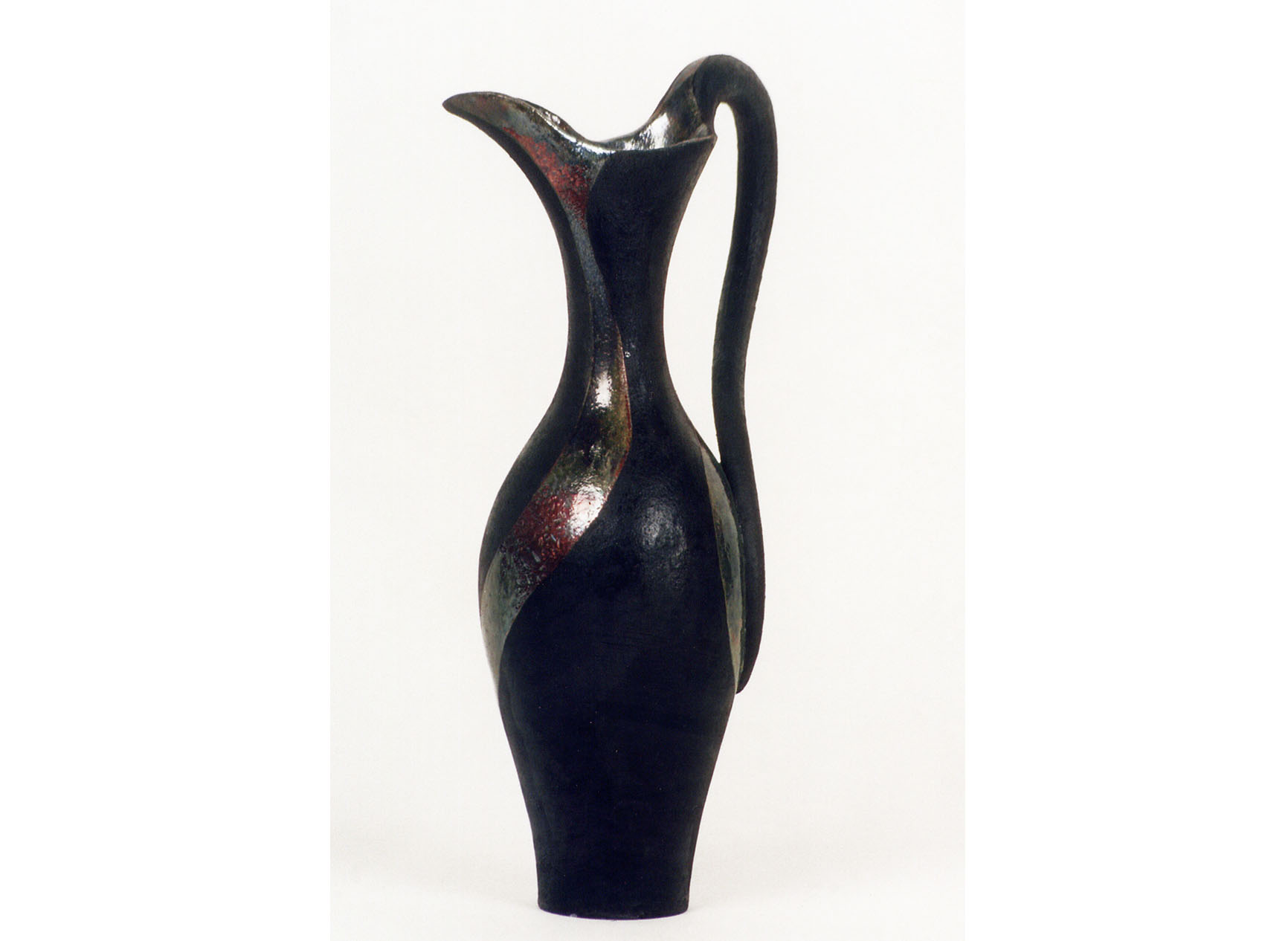Large raku curvacious vase