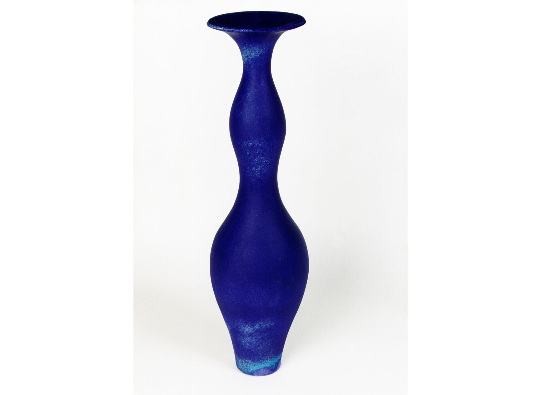 Large curvacious vase decorated in a barium glaze - bright blue